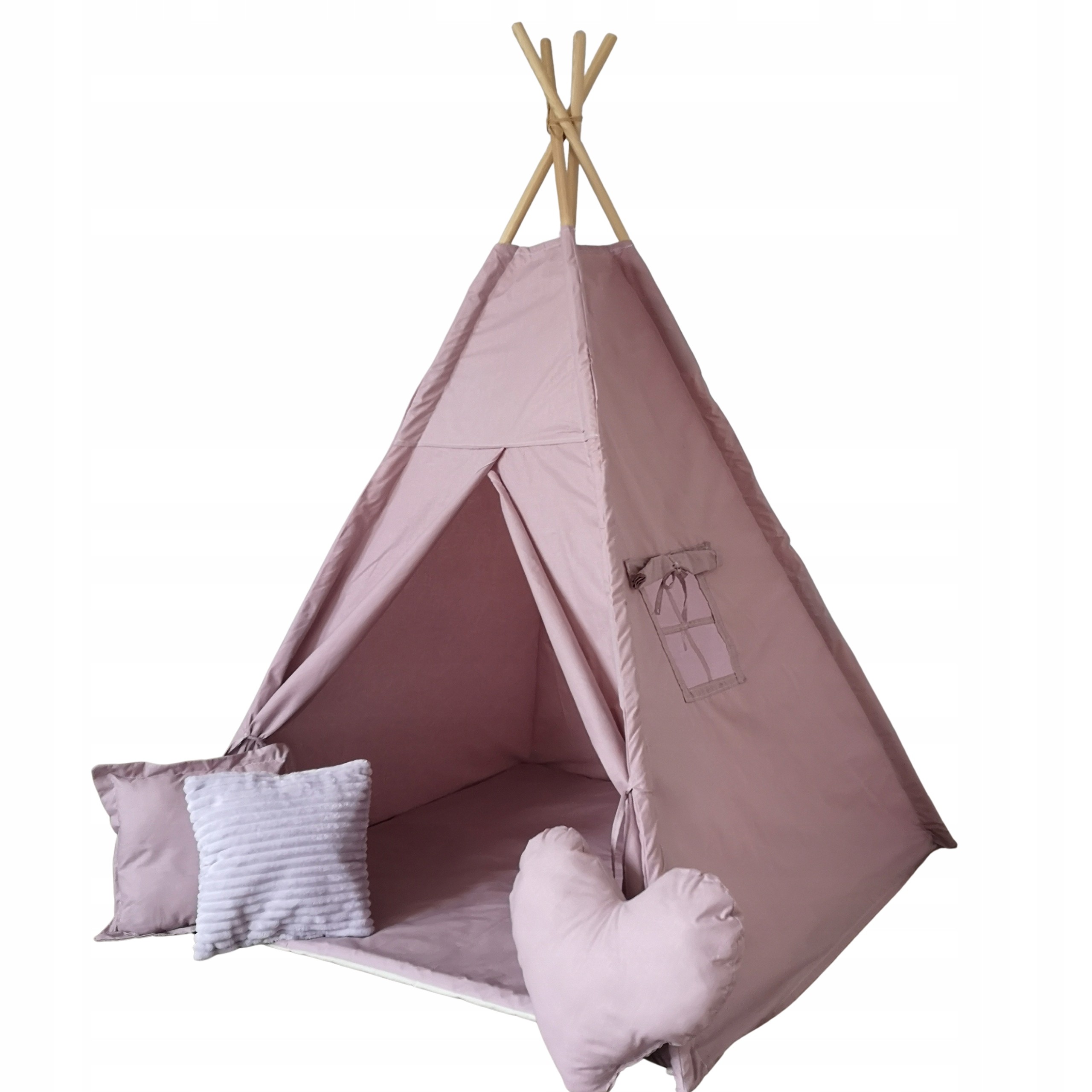Detský stan Tipi – boho púdrovo ružová s vankúšmi a karimatkou